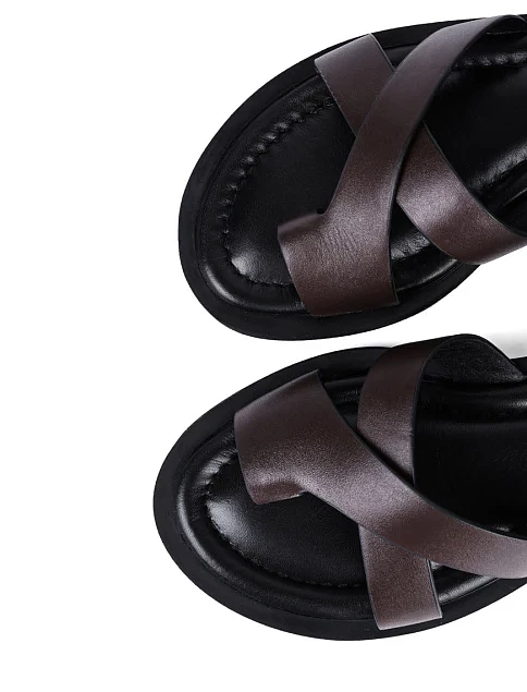 Женские сандалии Attizzare кожаные коричневые - фото 5 - Miraton