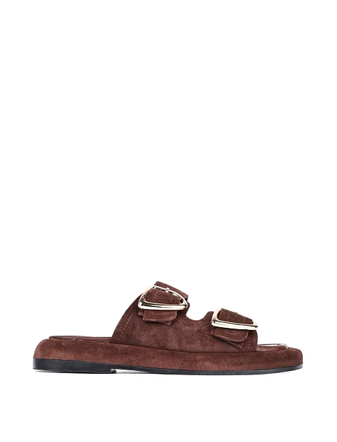 Женские шлепанцы Attizzare велюровые коричневые - фото 1 - Miraton