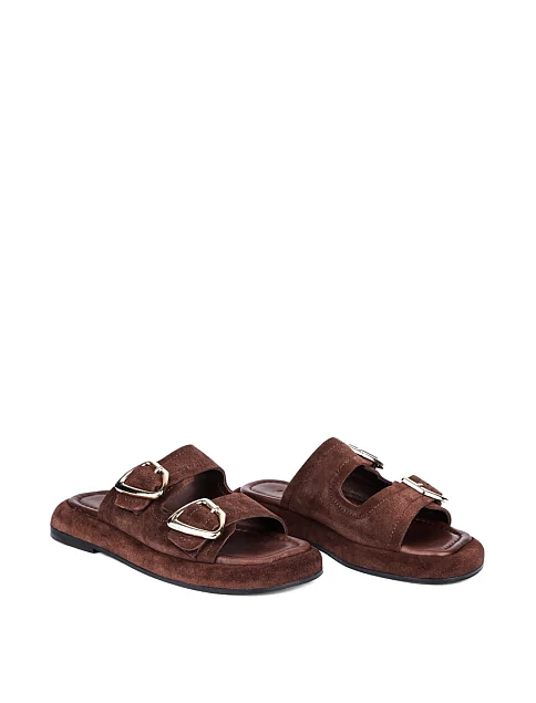 Женские шлепанцы Attizzare велюровые коричневые - фото 3 - Miraton