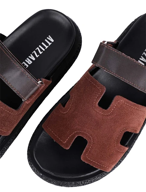 Женские шлепанцы Attizzare кожаные коричневые - фото 5 - Miraton