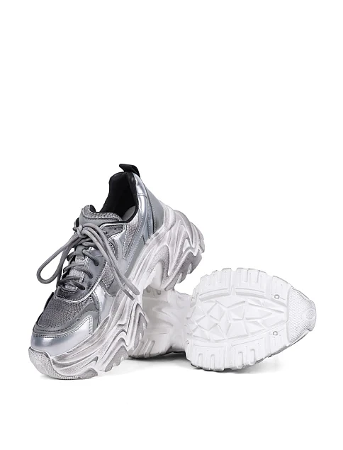 Женские кроссовки MIRATON кожаные серебряного цвета - фото 2 - Miraton
