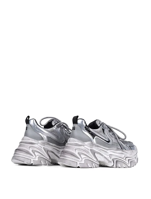 Женские кроссовки MIRATON кожаные серебряного цвета - фото 4 - Miraton