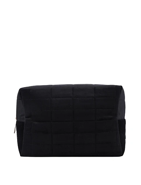 Косметичка велюрова чорна - фото 2 - Miraton