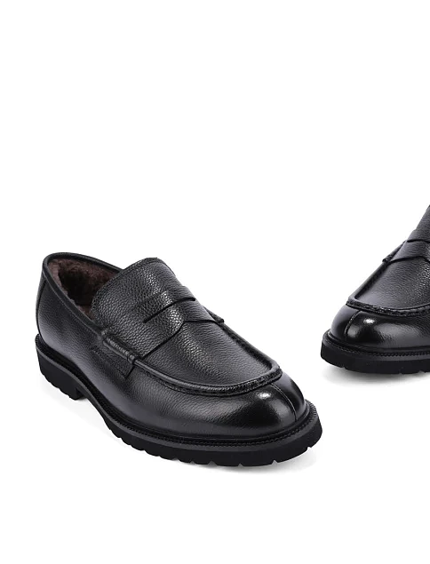 Мужские туфли лоферы кожаные черные - фото 2 - Miraton