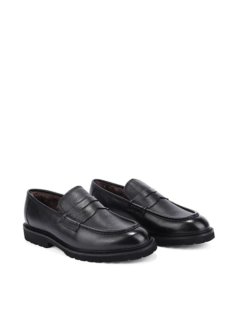 Мужские туфли лоферы кожаные черные - фото 3 - Miraton