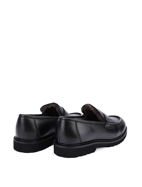 Мужские туфли лоферы кожаные черные - фото 4 - Miraton