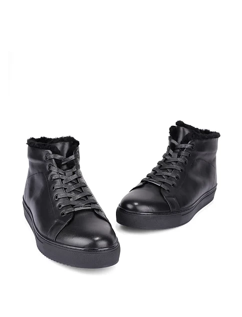 Мужские ботинки кожаные черные - фото 4 - Miraton