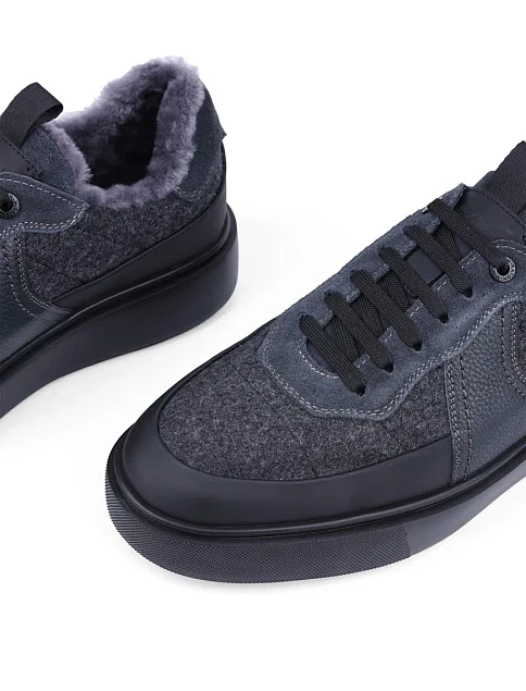 Мужские кеды кожаные серые - фото 5 - Miraton