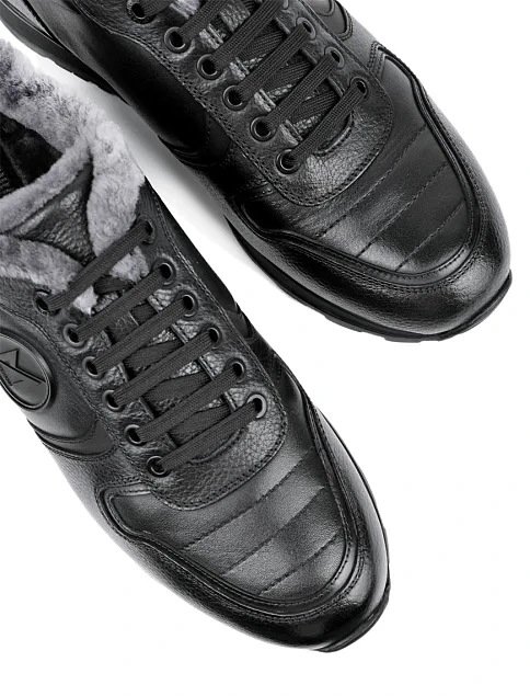 Мужские кроссовки кожаные черные - фото 5 - Miraton