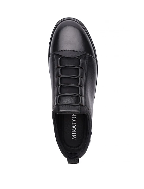Мужские кеды MIRATON кожаные черные - фото 2 - Miraton