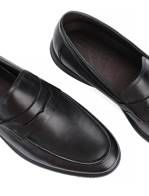 Мужские туфли лоферы Miguel Miratez кожаные черные - фото 5 - Miraton