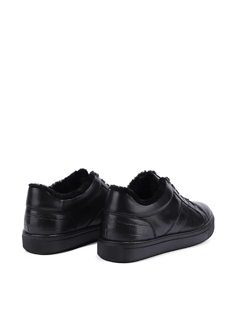 Мужские кеды кожаные черные - фото 4 - Miraton