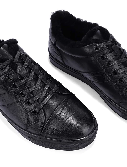 Мужские кеды кожаные черные - фото 5 - Miraton