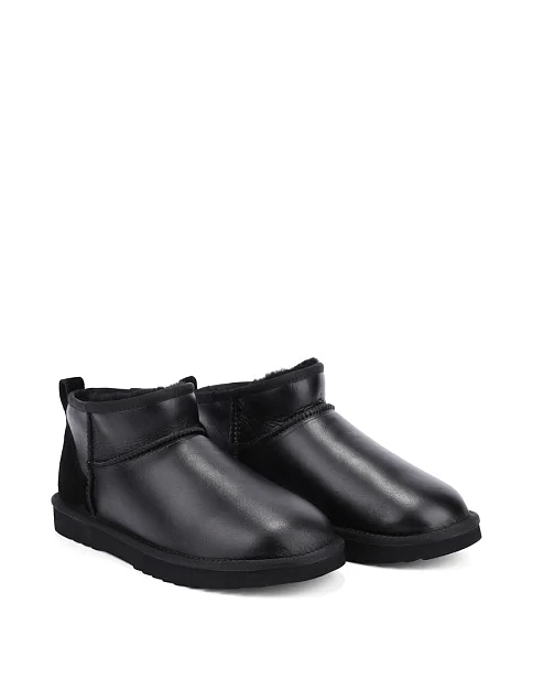 Мужские угги кожаные черные - фото 3 - Miraton