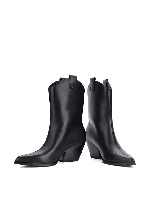 Женские ботинки казаки MIRATON кожаные черные - фото 2 - Miraton