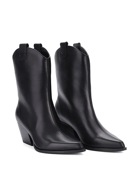 Женские ботинки казаки MIRATON кожаные черные - фото 3 - Miraton