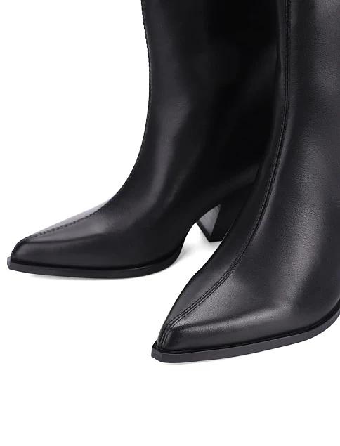 Женские ботинки казаки MIRATON кожаные черные - фото 5 - Miraton