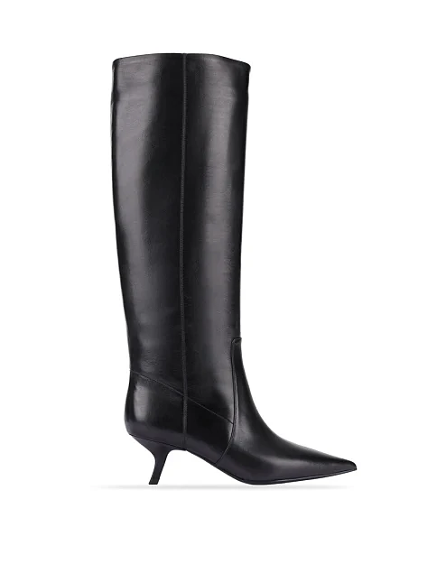 Женские сапоги кожаные черные - фото 2 - Miraton