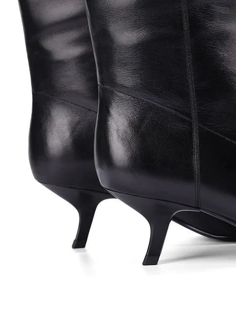 Женские сапоги кожаные черные - фото 3 - Miraton