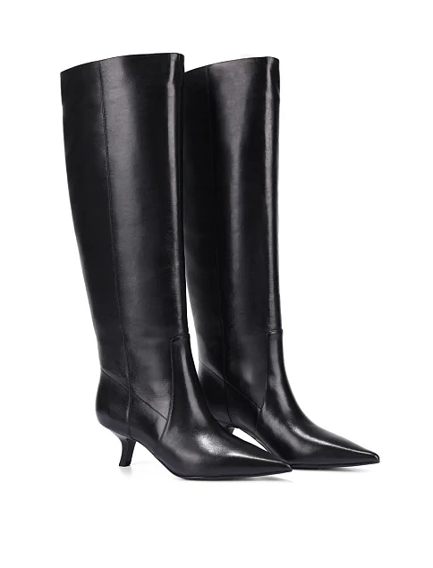 Женские сапоги кожаные черные - фото 4 - Miraton