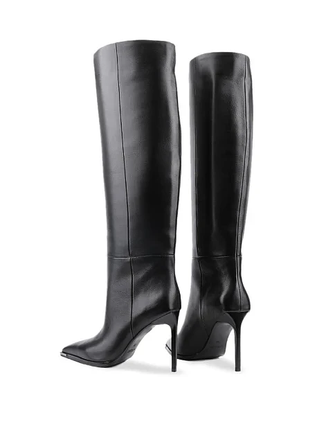 Женские ботфорты MIRATON кожаные черные - фото 3 - Miraton