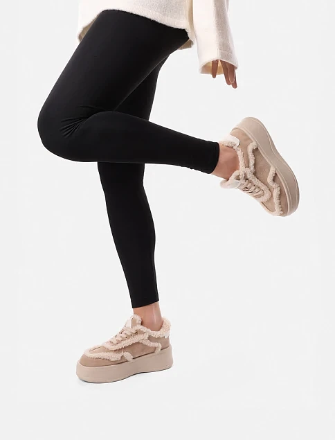 Женские кеды MIRATON велюровые бежевые - фото 1 - Miraton