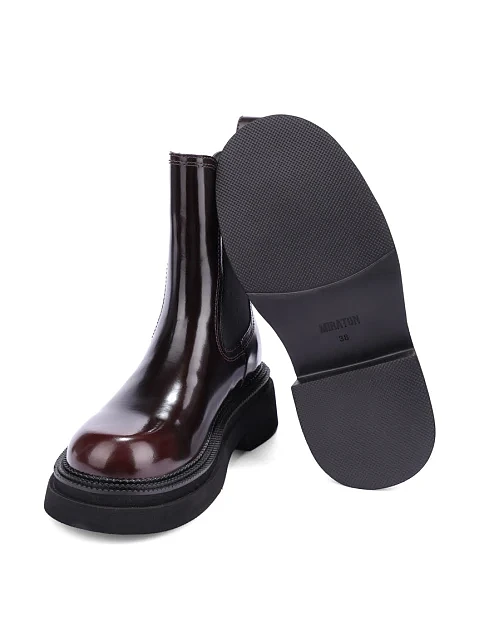 Женские ботинки челси MIRATON кожаные коричневые - фото 2 - Miraton