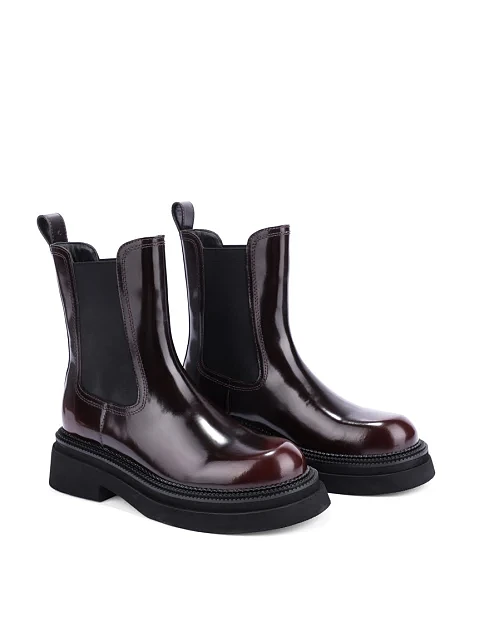 Женские ботинки челси MIRATON кожаные коричневые - фото 3 - Miraton