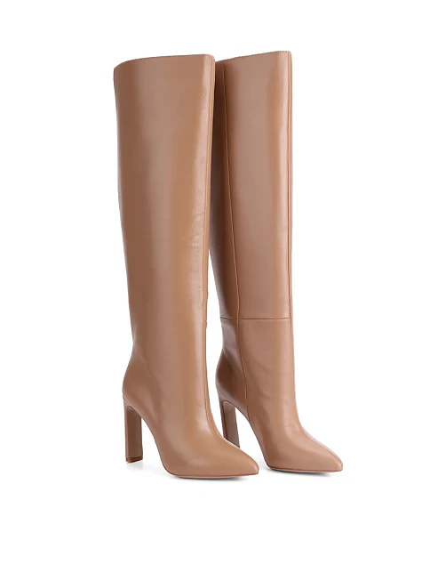 Женские ботфорты MIRATON кожаные бежевые - фото 3 - Miraton