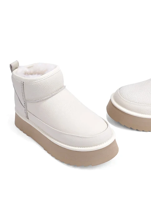 Женские угги MIRATON кожаные белые - фото 2 - Miraton