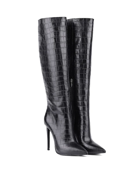 Женские сапоги MIRATON кожаные черные - фото 2 - Miraton