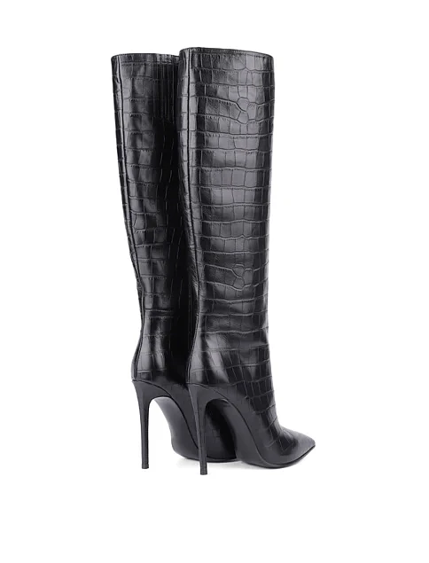 Женские сапоги MIRATON кожаные черные - фото 3 - Miraton