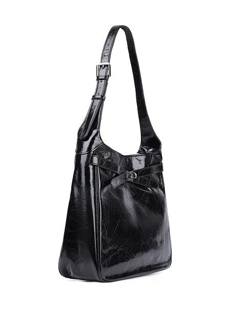 Женская сумка через плечо MIRATON кожаная черная - фото 2 - Miraton