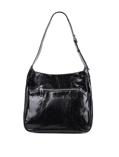 Женская сумка через плечо MIRATON кожаная черная - фото 3 - Miraton