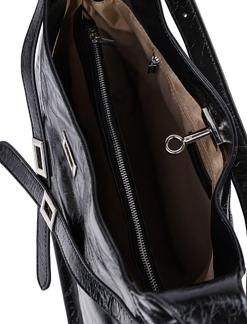 Женская сумка через плечо MIRATON кожаная черная - фото 5 - Miraton