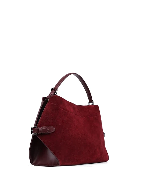 Женская сумка хобо MIRATON замшевая бордовая - фото 3 - Miraton
