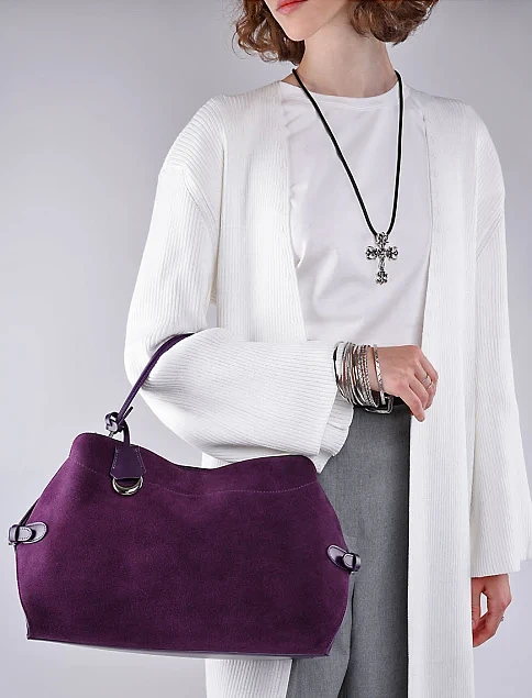 Женская сумка хобо MIRATON замшевая фиолетовая - фото 2 - Miraton