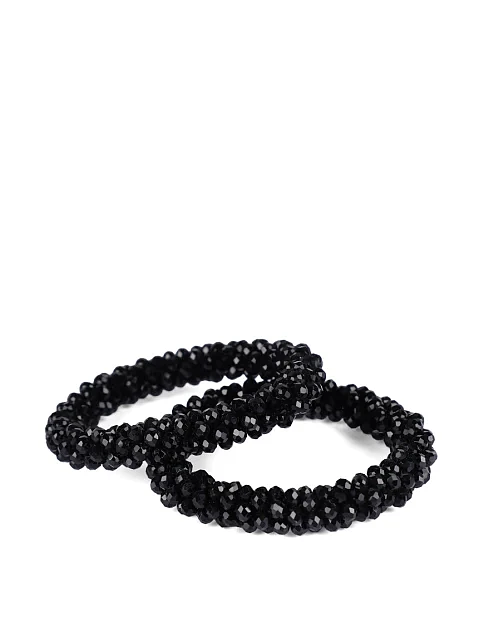 Комплект з 2 резинок MIRATON з намистин чорні - фото 2 - Miraton