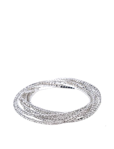 Браслет MIRATON многослойный с кристаллами серебристый - фото 1 - Miraton