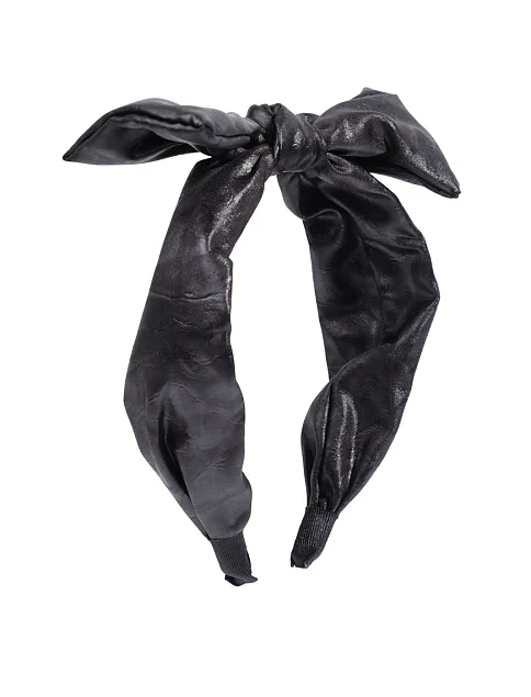 Обруч MIRATON чорний в екошкірі з бантом - фото 2 - Miraton