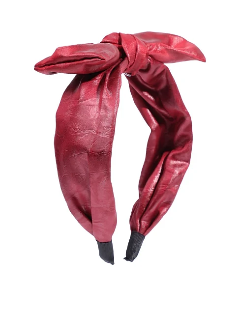 Обруч MIRATON червоний в екошкірі з бантом - фото 2 - Miraton