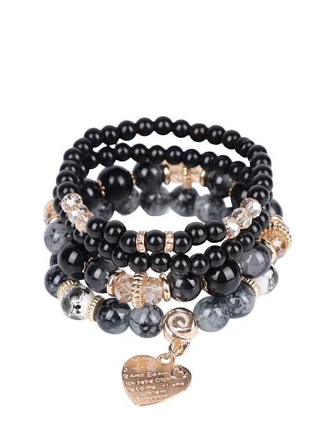 Микс 4-х браслетов MIRATON черно-серые - фото 1 - Miraton