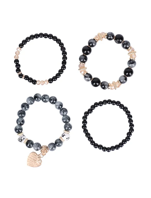 Микс 4-х браслетов MIRATON черно-серые - фото 2 - Miraton