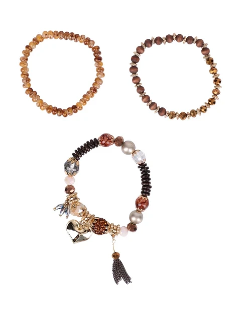 Микс 3-х браслетов MIRATON золотистые - фото 2 - Miraton