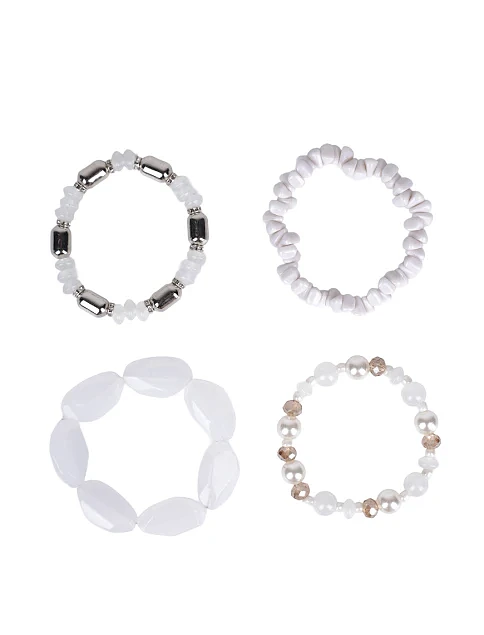 Микс 4-х браслетов MIRATON белые - фото 2 - Miraton