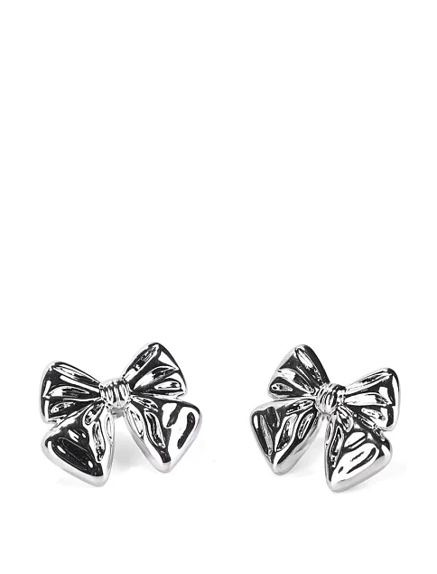 Сережки пусети бант в сріблі - фото 2 - Miraton