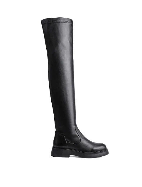 Женские ботфорты Attizzare кожаные черные - фото 1 - Miraton