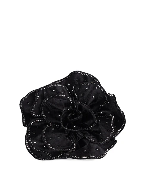 Резинка MIRATON черный цветок со стразами - фото 1 - Miraton