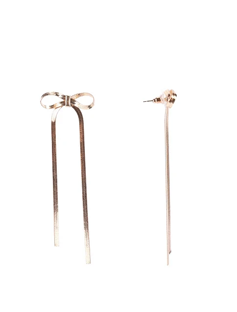 Сережки підвіски в позолоті з бантом - фото 1 - Miraton