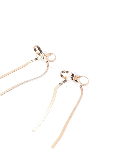 Сережки підвіски в позолоті з бантом - фото 2 - Miraton